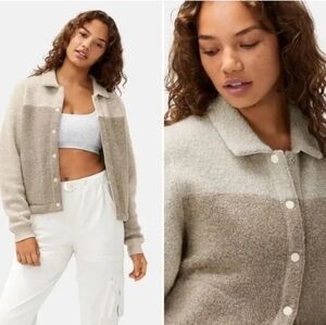 Outdoor Voices MegaFleece Bomber Snap Jacket Wool Blend Size Small